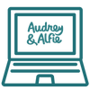 Computer Screen with the words 'Audrey & Alfie' on the screen