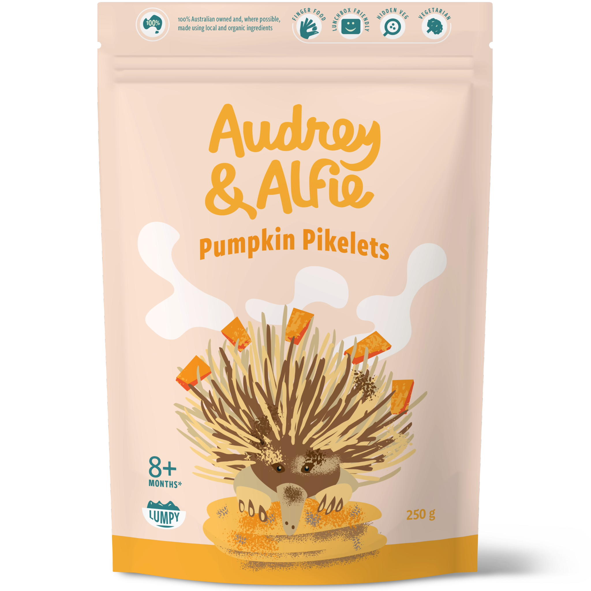A Packet of Pumpkin Pikelets from Audrey & Alfie's Finger Food Range