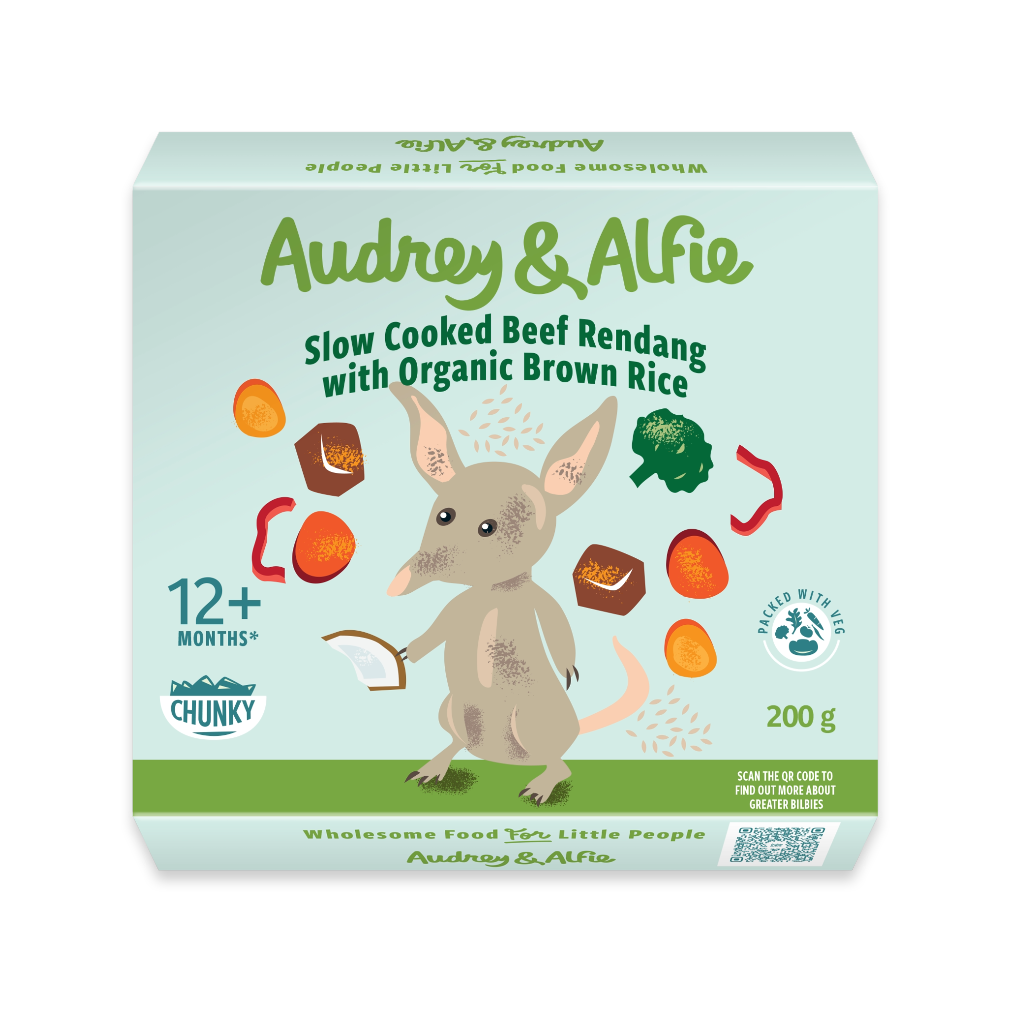 acket of Slow Cooked Beef Rendang with Organic Brown Rice Audrey & Alfie's Bowl Range