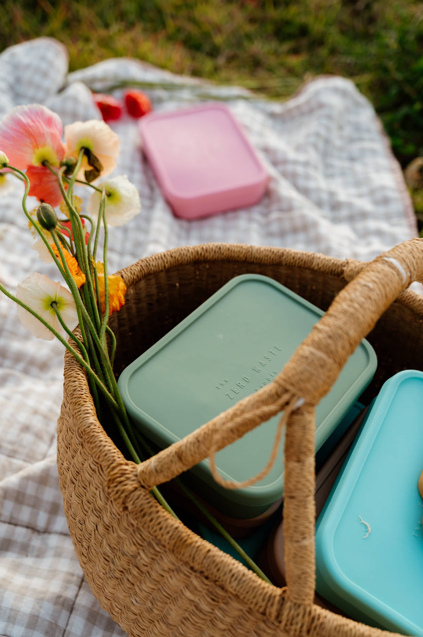 Basket showing Bento Lunchboxes from The Zero Waste People