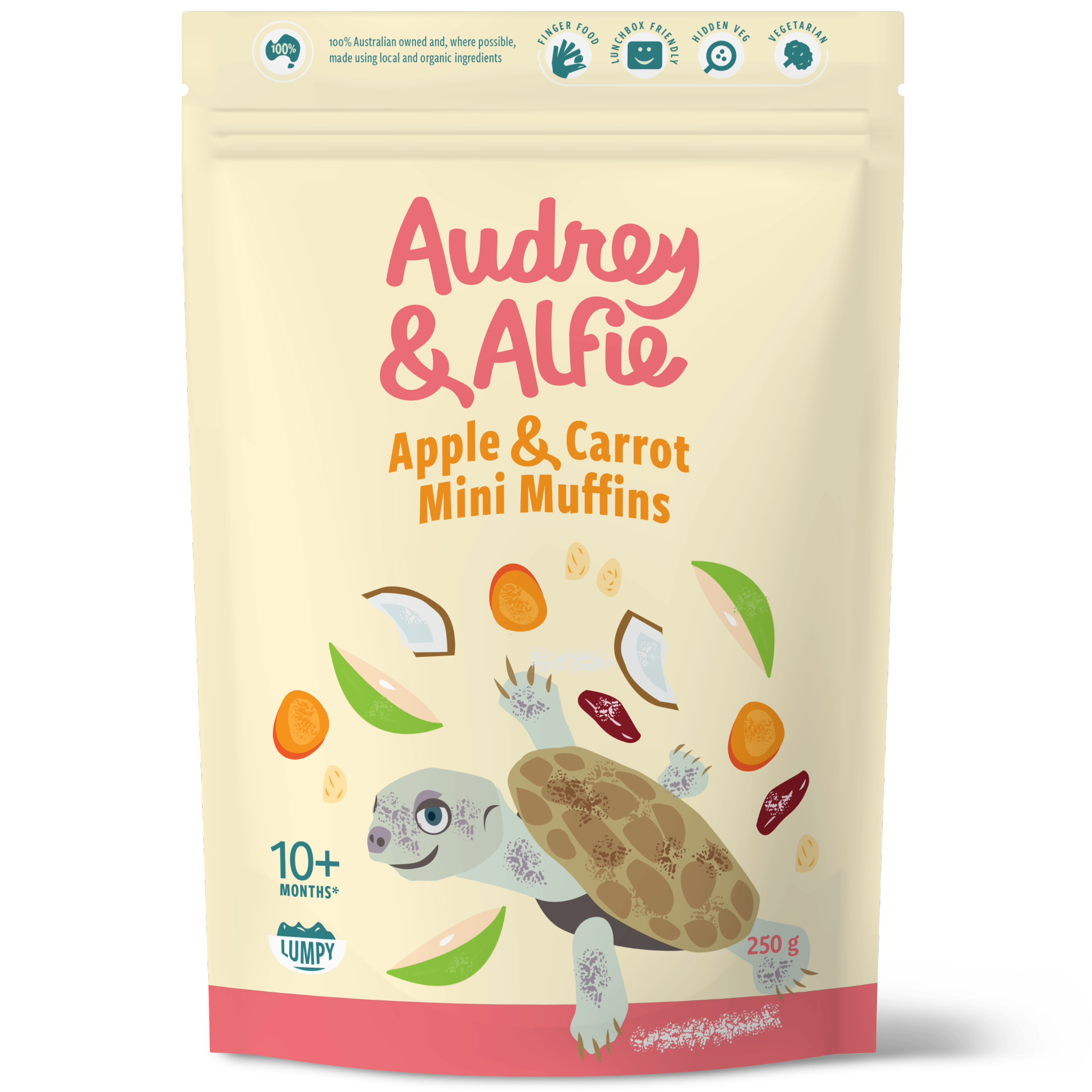 A Packet of Apple & Carrot Mini Muffins from Audrey & Alfie's Finger Food Range