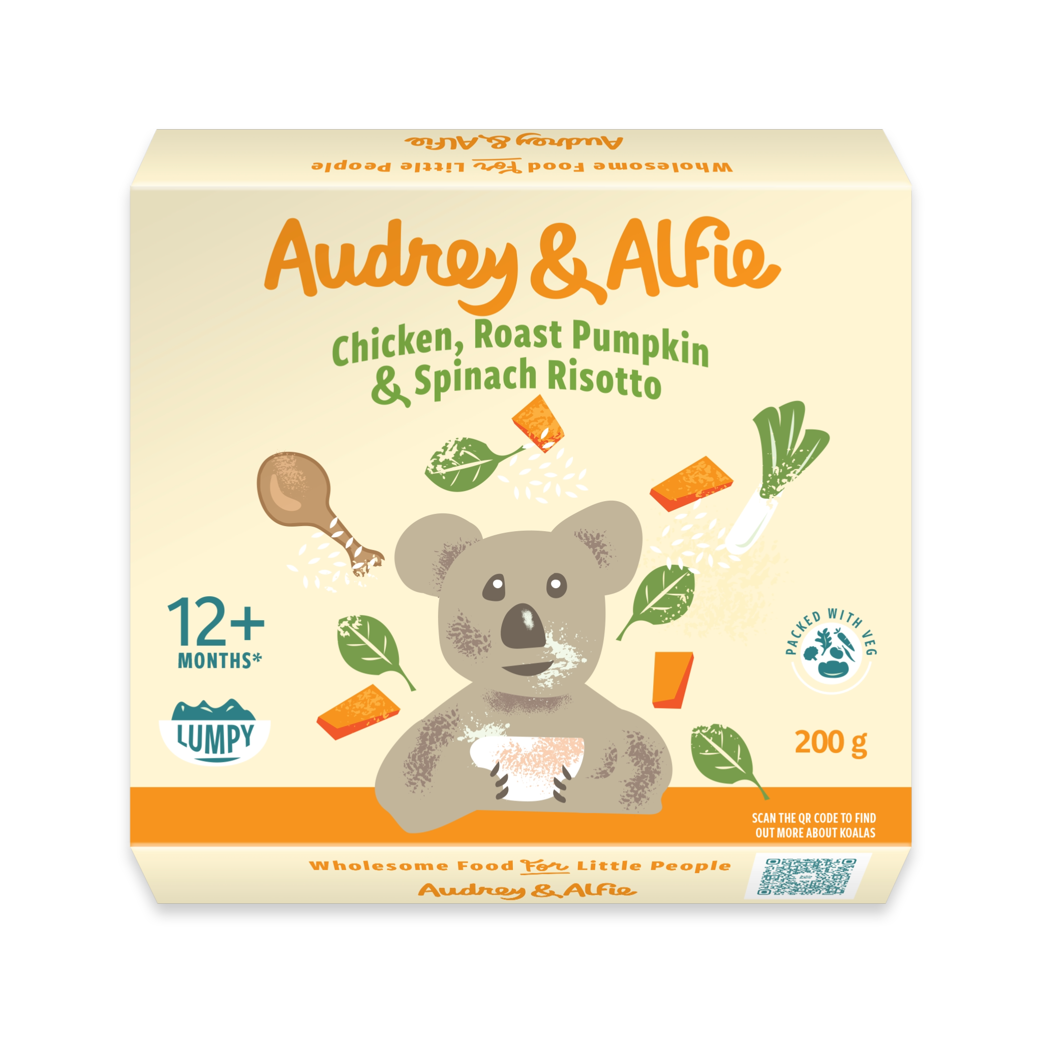Packet of Chicken, Roast Pumpkin & Spinach Risotto Audrey & Alfie's Bowl Range