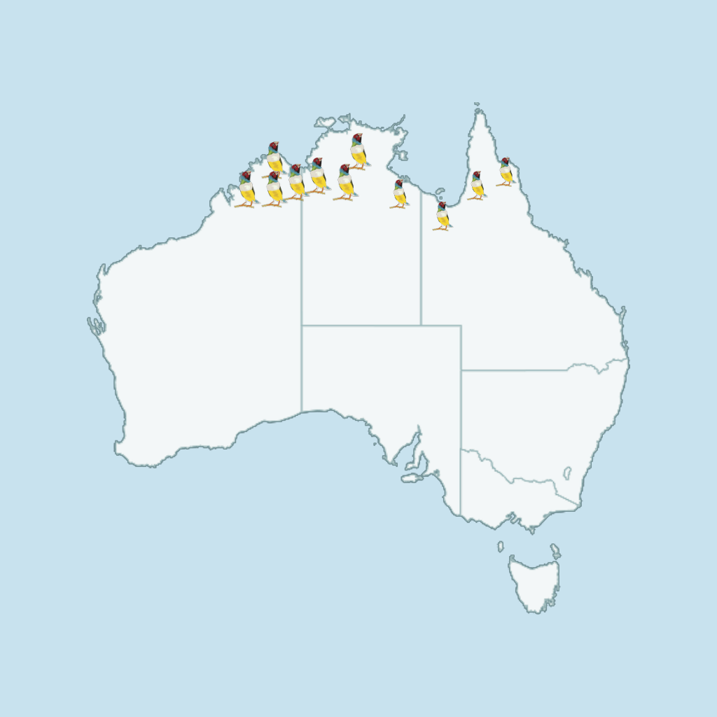 Map of Australian with Gouldian Finch Habit