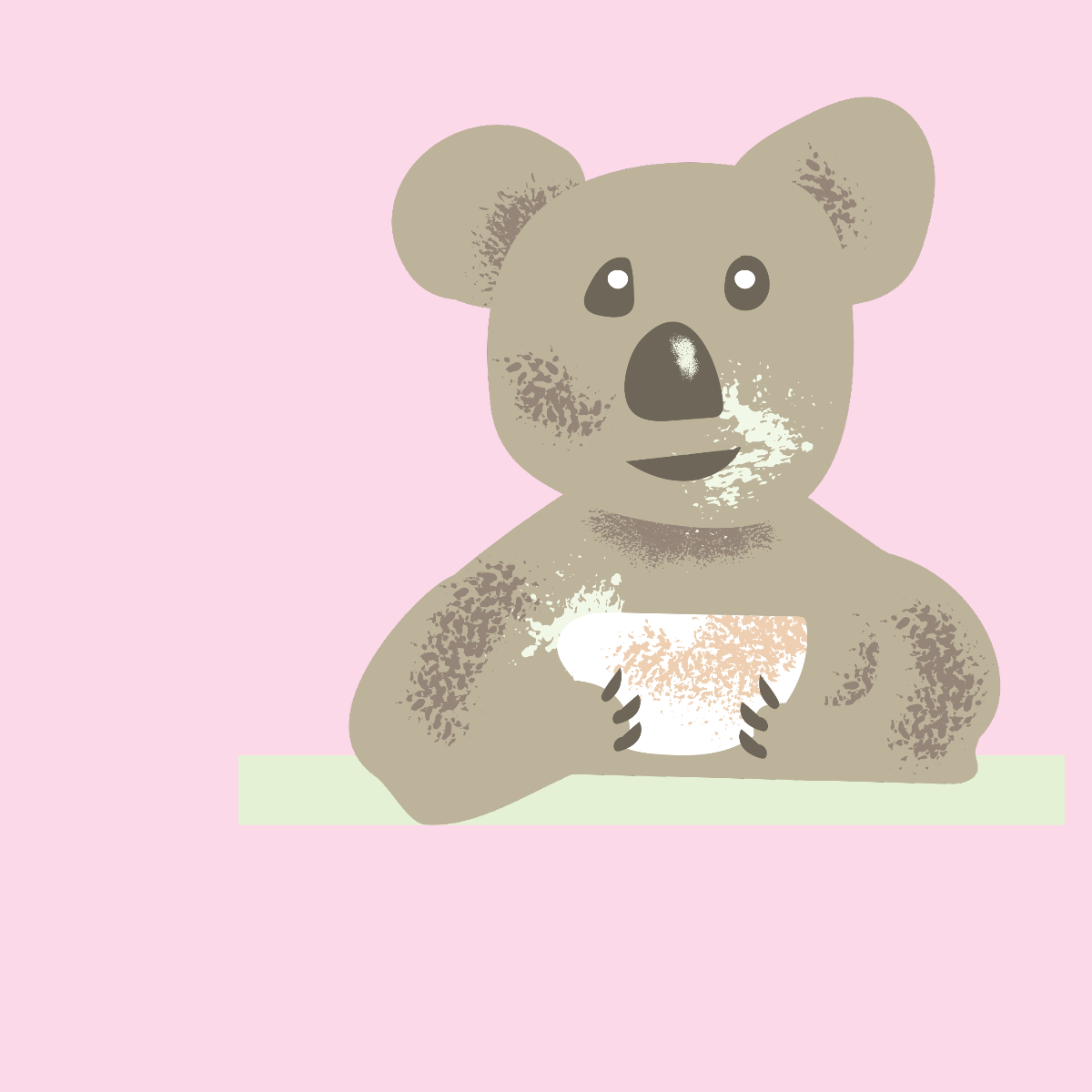 Illustrated Koala holding a bowl
