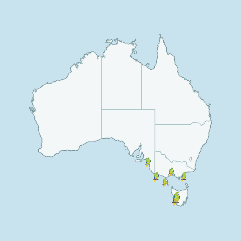 Map of Australian with Orange-bellied Parrot Habit