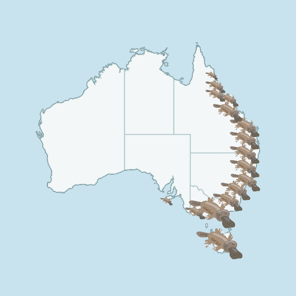 Map of Australian with Platypus Habit