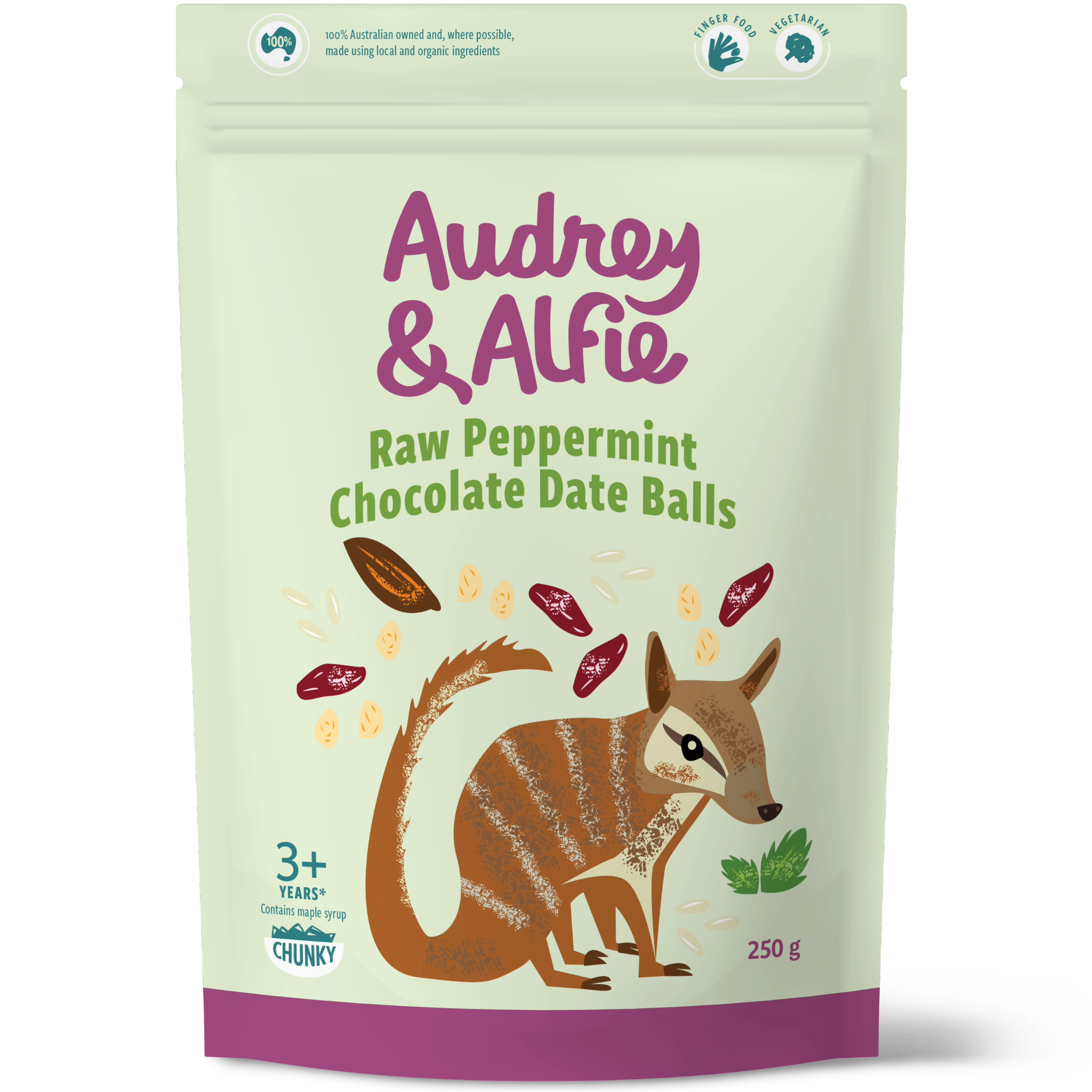 A Packet of Raw Peppermint Chocolate Date Balls from Audrey & Alfie's Finger Food Range