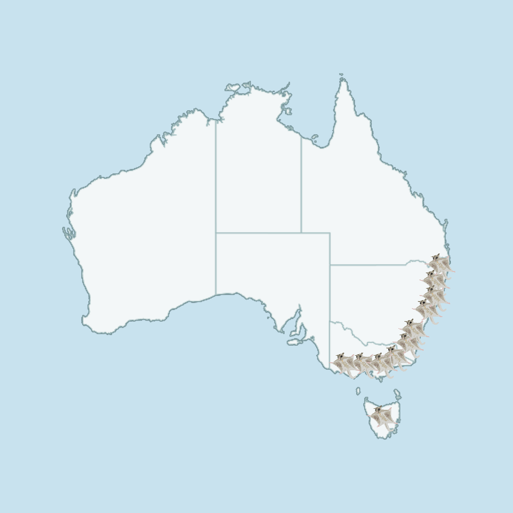 Map of Australian with Sugar Glider Habit