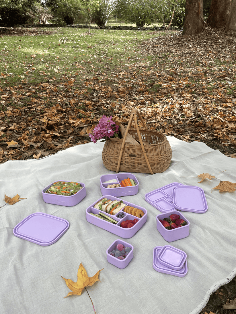 Lilac Silicon Containers and Bento Lunchbox from The Zero Waste People